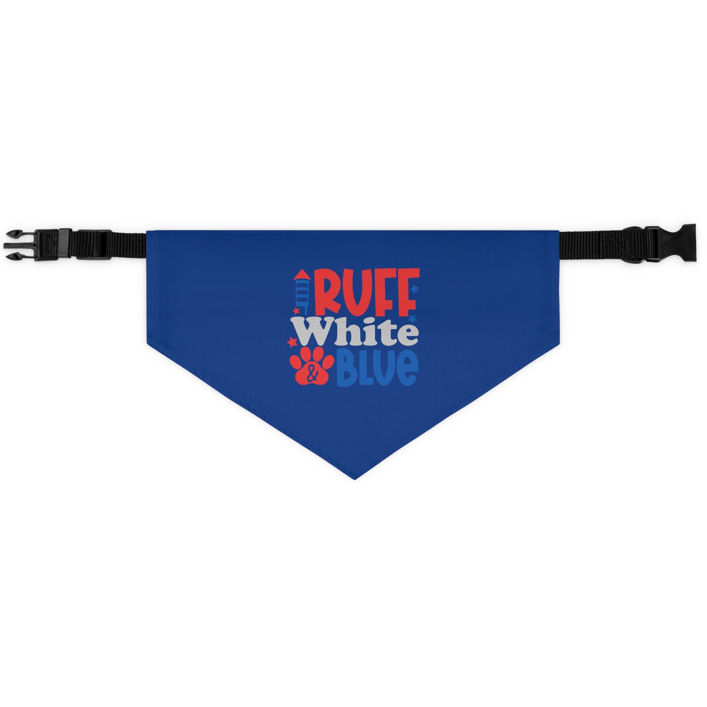 Ruff White & Blue Pet Bandana Collar