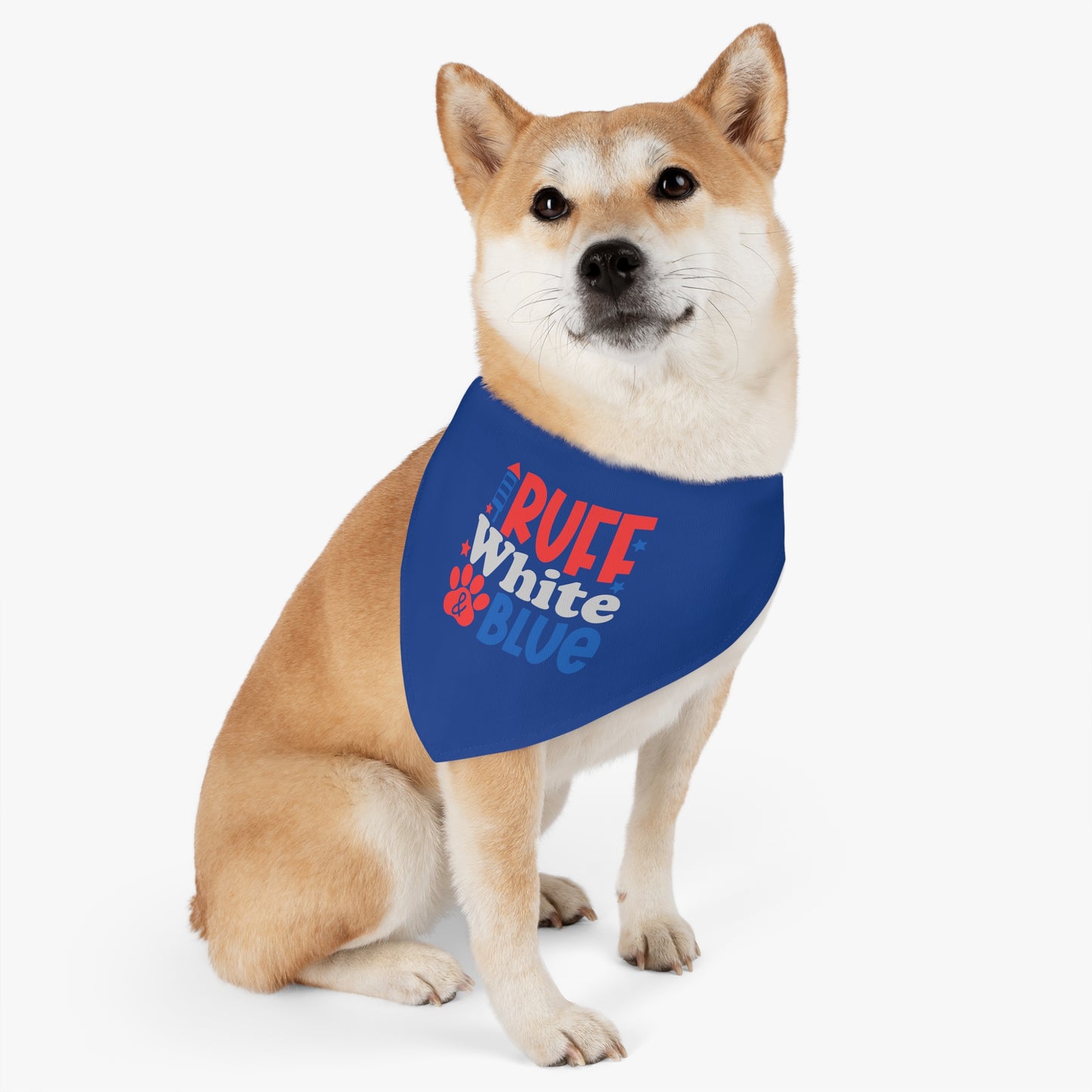 Ruff White & Blue Pet Bandana Collar