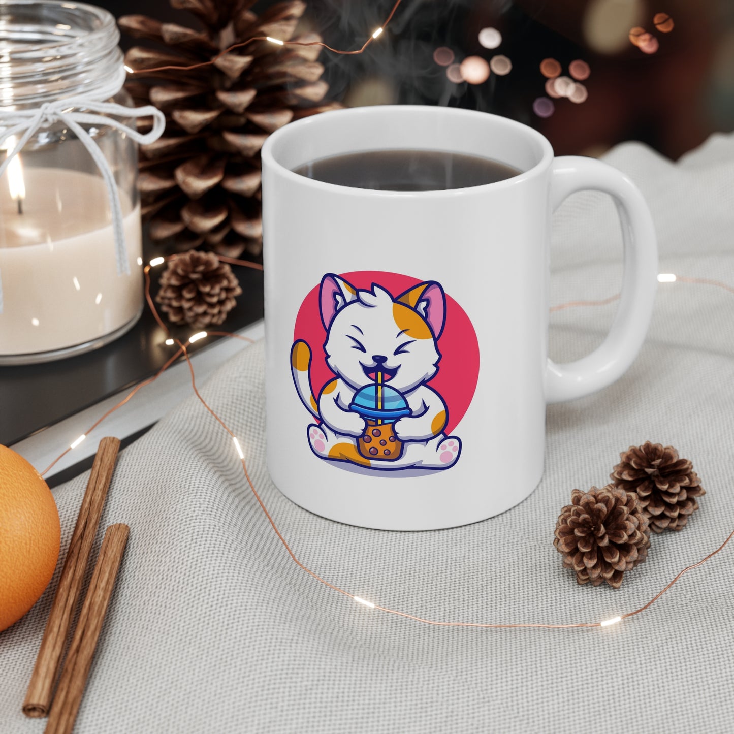 Boba Kitty Ceramic Mug 11oz
