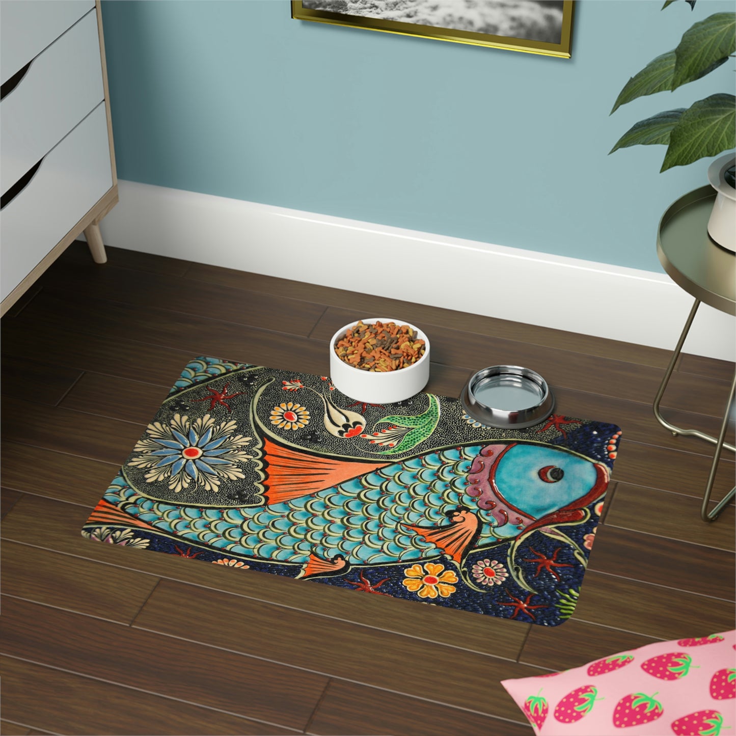 Mosaic Fish Pet Food Mat (12x18)