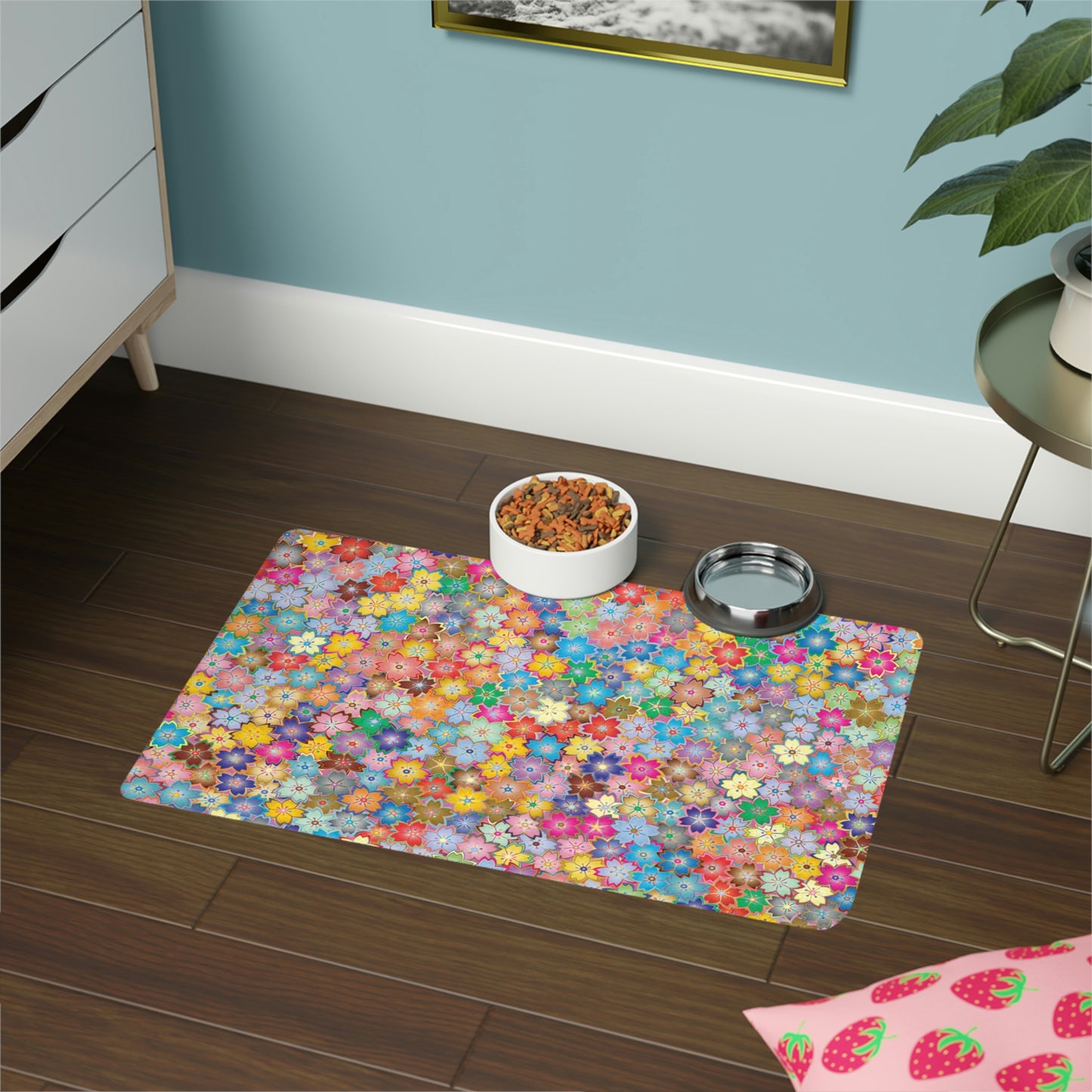 Floral Splash Pet Food Mat (12x18)