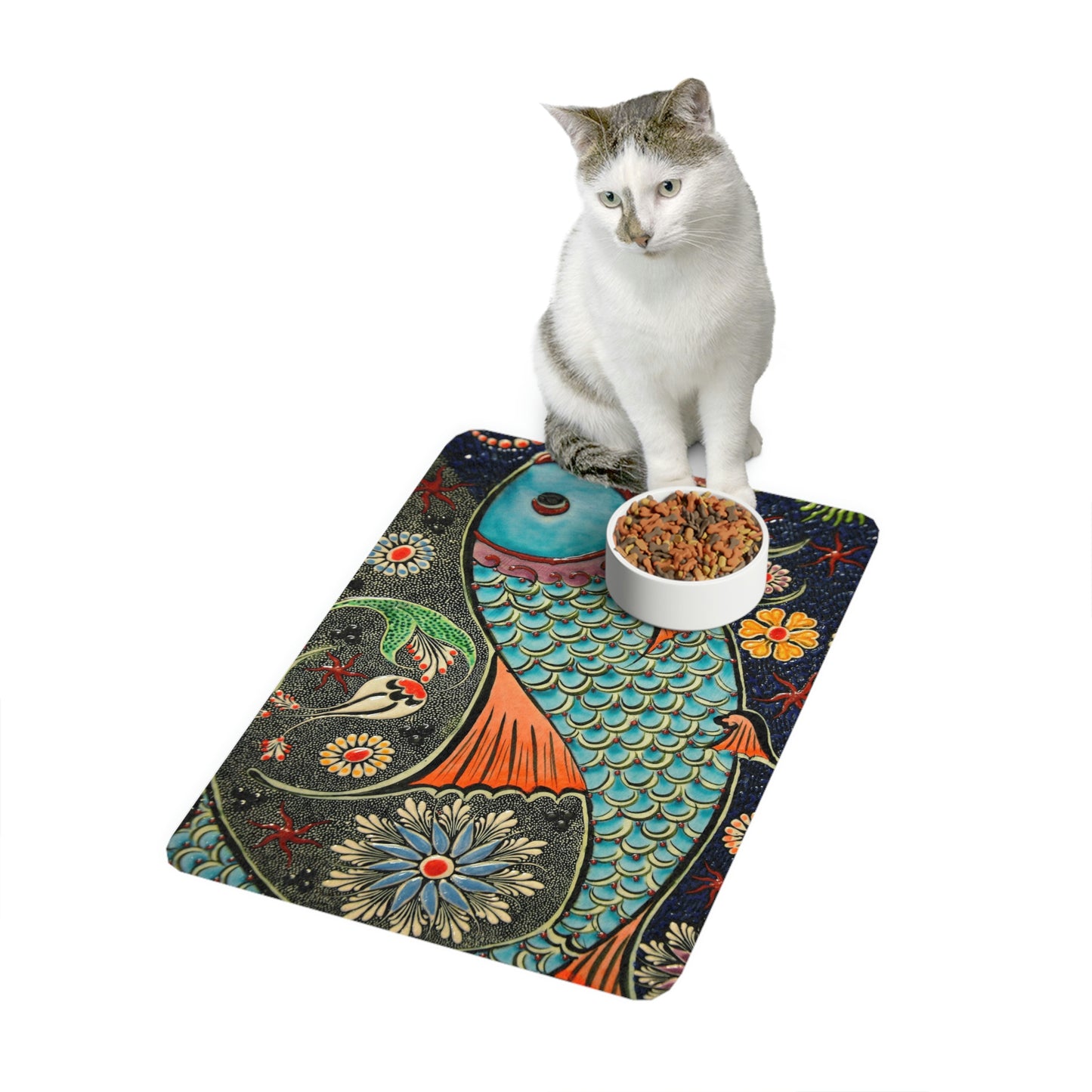 Mosaic Fish Pet Food Mat (12x18)